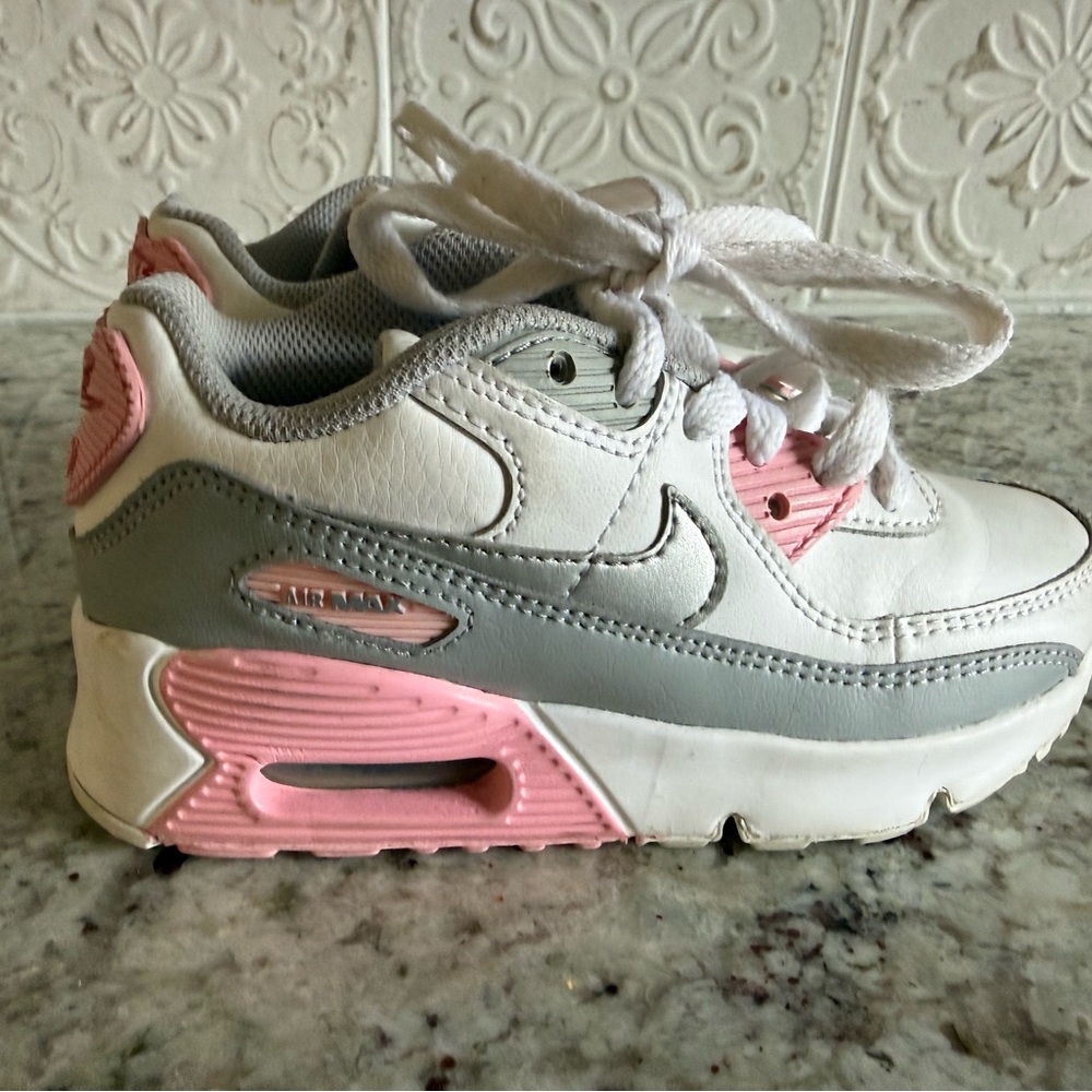 Nike White, Gray & Pink Kids Sneakers